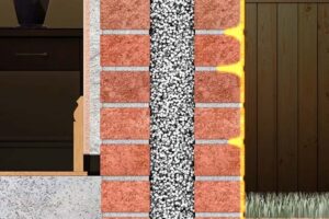 Damaged cavity wall insulation being inspected and repaired to fix common home energy efficiency issues
