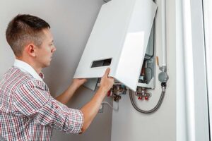 Home gas boiler system showing lifespan and maintenance tips.