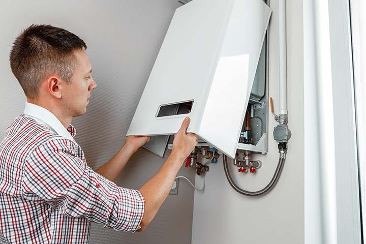 Home gas boiler system showing lifespan and maintenance tips.
